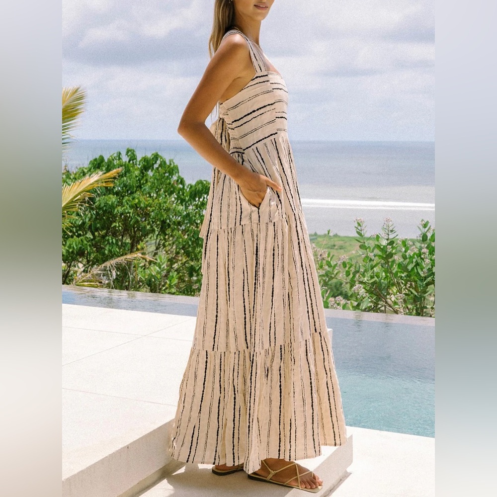 Commense tie back stripe pockets dress size xl